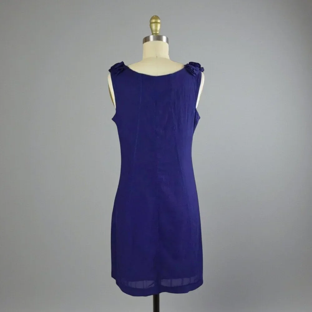 YOANA BARASCHI ROSETTE NECKLINE INDIGO-PURPLE DRESS - Picture 6 of 8